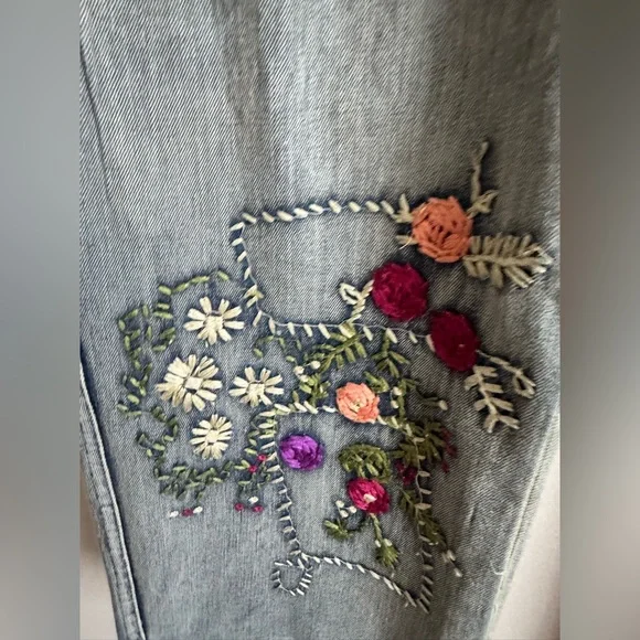 Blue Velvet lightweight patchwork heart embroidered jeans medium nwt - Picture 4 of 13